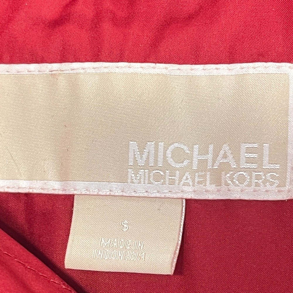 Michael Kors Womens S Quilted Puffer Vest Detachable Hood Red Down Fill NWOT - Picture 8 of 16